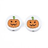 Halloween Printed Natural Wood Beads WOOD-T021-91-4