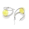 304 Stainless Steel & Plastic Imitation Pearl Oval with Ball Hoop Earrings for Women EJEW-C096-13P-04-2