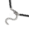 Natural Freshwater Shell Moon Star and Faceted Round Natural Black Spinel Beaded Necklaces for Women NJEW-JN05669-5