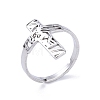 304 Stainless Steel Adjustable Finger Rings. Hollow Cross RJEW-C074-04P-2