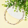 Natural Rhodonite Faceted Rondelle Beaded Necklaces with Natural Pearl Rice Beads NJEW-JN06529-1