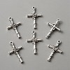 Tibetan Style Alloy Pendants. Cross with Rose FIND-WH0111-234B-2