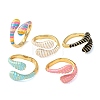 Brass Enamel Cuff Open Rings for Women RJEW-A098-01G-2
