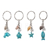 Synthetic Turquoise & Shell Pendant Keychain KEYC-JKC00653-1