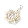 Glass Rhinestone with Acrylic Pearl Pendants PALLOY-MZ00251-01-3