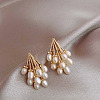 Alloy & Plastic Pearl Tassel Stud Earrings WGB404F-01-5