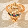 Brass Micro Pave Cubic Zirconia Cuff Open Rings for Women IC9473-5-1