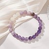 8.5MM Round Natural Amethyst & White Moonstone & Lavender Amethyst Stretch Beaded Bracelets BJEW-JB12986-01-4