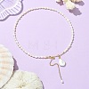 Adjustable Baroque Natural Keshi Pearl Pendant Natural Pearl Rice Beaded Lariat Necklaces for Women NJEW-JN06343-01-1