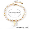 Natural Pearl and Gold Bead Women's Bracelets with Cross Charms QK8220-2-1