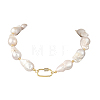 Natural Baroque Keshi Pearl Nuggets Beaded Necklaces NJEW-JN06511-2