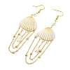 Shell & Brass & 304 Stainless Steel Dangle Earrings EJEW-TA00810-4