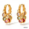 304 Stainless Steel Cubic Zirconia Flat Round Tassel Chandelier Earrings FS-WG9F9FA-01-1