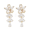 Brass Clear Cubic Zirconia Stud Earrings EJEW-D301-06G-03-4