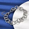 Textured 304 Stainless Steel Rolo Chain Bracelets for Women BJEW-A157-01P-1