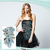 Phoenix Tail Pattern Polyester Lace with PVC Embroidered Fabric SENE-WH0003-38-6