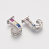 Brass Cubic Zirconia Slide Charms ZIRC-S063-01J-P-2