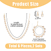 FIBLOOM 2 Sets 2 Colors Plastic Imitation Pearl Flower Link Chain Necklace & Bracelet & Dangle Stud Earrings SJEW-FI0001-21-2