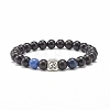 Natural Wood & Natural & Synthetic Mixed Stone Round Beads Stretch Bracelet BJEW-JB07164-5