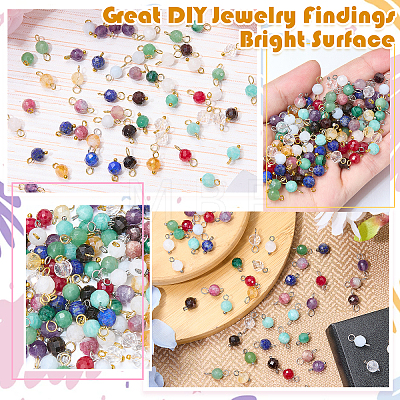 16Pcs 4 Styles November Birthstone Natural Yellow Quartz Pendant and Connector Charms PALLOY-SW00116-1