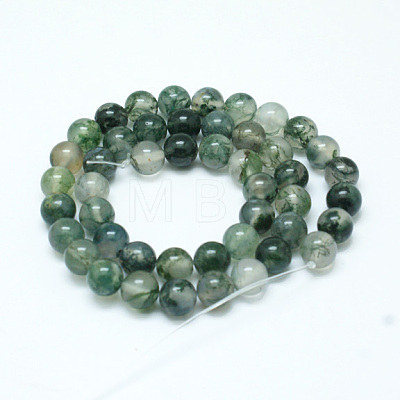Natural Moss Agate Beads Strands G-I199-06-6mm-1