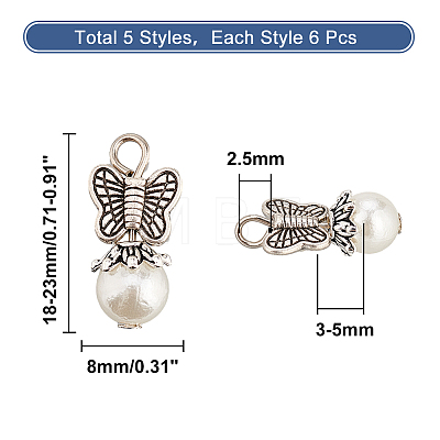 6 Sets Acrylic Imitated Pearl Pendants FIND-AR0003-39-1