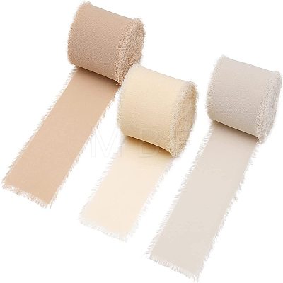 3 Rolls 3 Colors Polyester Raw Edged Ribbon WG69095-14-1