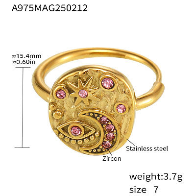 304 Stainless Steel & Cubic Zirconia Finger Rings for Women FS-WG99359-02-1