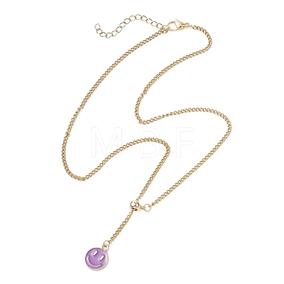 Adjustable 304 Stainless Steel Curb Chain Lariat Necklaces NJEW-JN05857-1