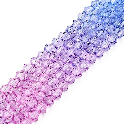 Gradient Color Baking Painted Glass Bead Strands DGLA-A039-T6mm-A019-1