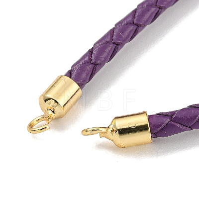 Leather Braided Cord Link Bracelets MAK-K022-01G-07-1