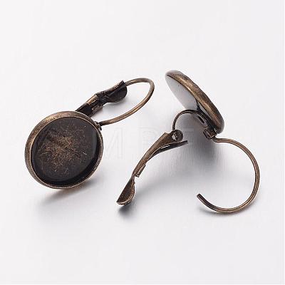 Antique Bronze Tone Brass Leverback Earring Findings fit for Domed Cabochons X-KK-C1244-NFAB-1