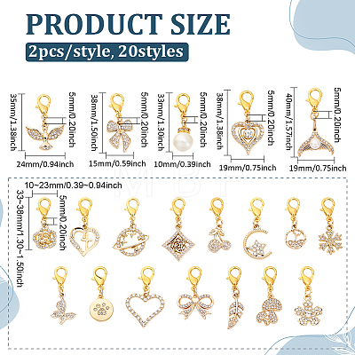 20Pcs 10 Styles Alloy Rhinestone Shoe Charms HJEW-ME00151-1
