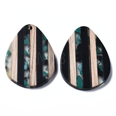 Stripe Resin & Walnut Wood Pendants X-RESI-N025-015A-D01-1