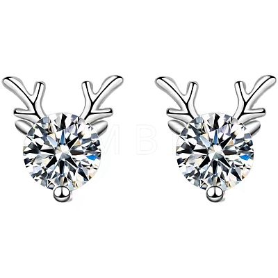 Anti-Tarnish 925 Sterling Silver with Moissanite Rhinestone Stud Earrings AJEW-U007-04P-1