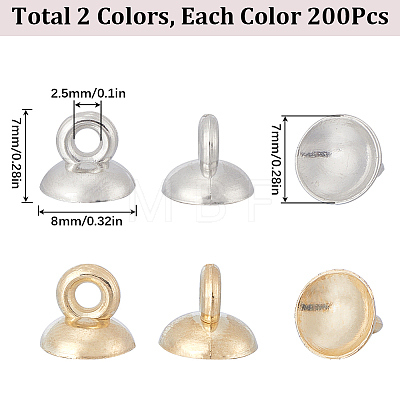 SUNNYCLUE 400Pcs 2 Colors Plastic Bead Cap Pendant Bails KY-SC0001-97-1