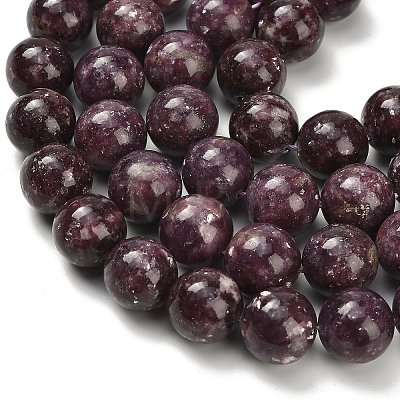 Natural Lepidolite/Purple Mica Stone Beads Strands G-H335-B03-14mm-A-1