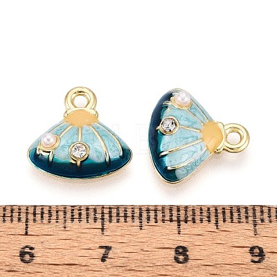 Rack Plating Alloy Rhinestone Enamel Charms ENAM-N065-01KCG-1