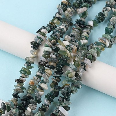 Natural Moss Agate Beads Strands G-G0003-B24-1