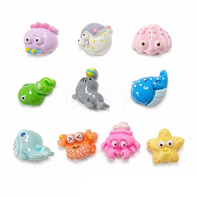 Marine Organism Opaque Resin Cabochons RE-CBAB663-04-1