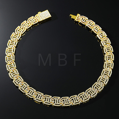 Zinc Alloy Full Crystal Rhinestone Cuban Link Chain Necklaces for Women Men FS-WG48DDB-03-1