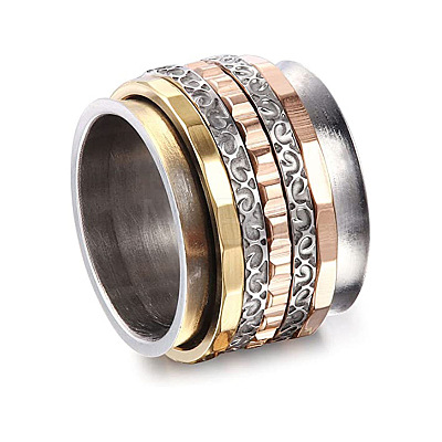 Retro Rotatable 304 Stainless Steel Finger Rings FS-WG84C22-35-1
