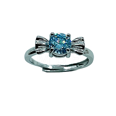 Brass Micro Pave Cubic Zirconia Finger Rings for Women WG8C618-02-1