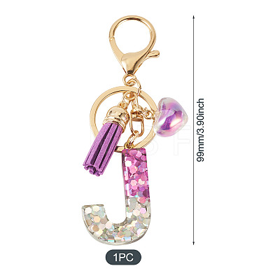 Alloy Resin Heart Keychains KEYC-TADJ0002-01G-J-1