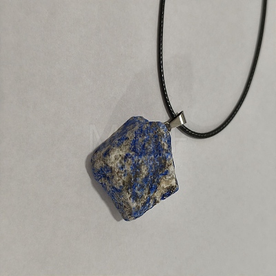 Natural Lapis Lazuli Raw Rough Nuggets Pendant Necklace FS-WG50F2C-10-1
