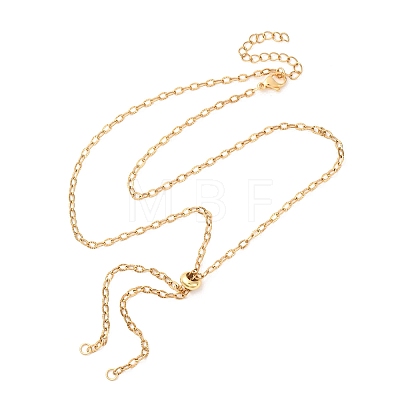 Adjustable 304 Stainless Steel Textured Cable Chains Slider Necklaces Making AJEW-JB01395-1
