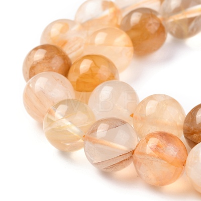 Natural Yellow Hematoid Quartz/Golden Healer Quartz Beads Strands G-M369-02A-1