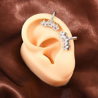 Brass Micro Pave Clear Cubic Zirconia Cuff Earrings EJEW-G471-40P-1