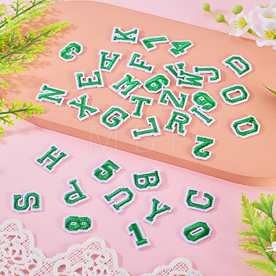 36Pcs 2 Sets 2 Styles Letter A~Z & Number 0~9 Polyester Embroidery Sew On Patches Sets PATC-TA0001-55C-1
