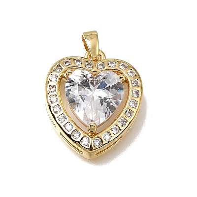 Brass Micro Pave Clear Cubic Zirconia Pendants CU-CBAA556-11A-1
